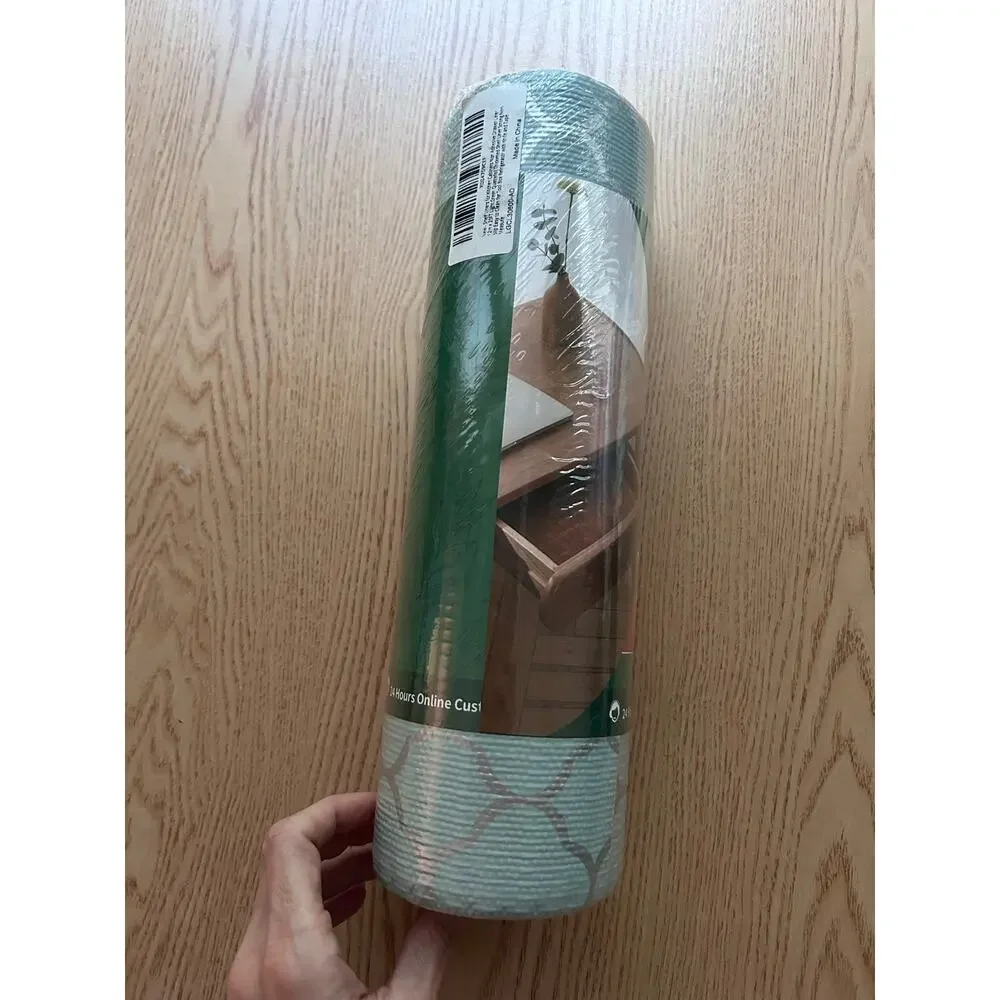 New Lt Green Geometric Shelf Drawer Liner Roll Non-Slip Waterproof Non Adhesive